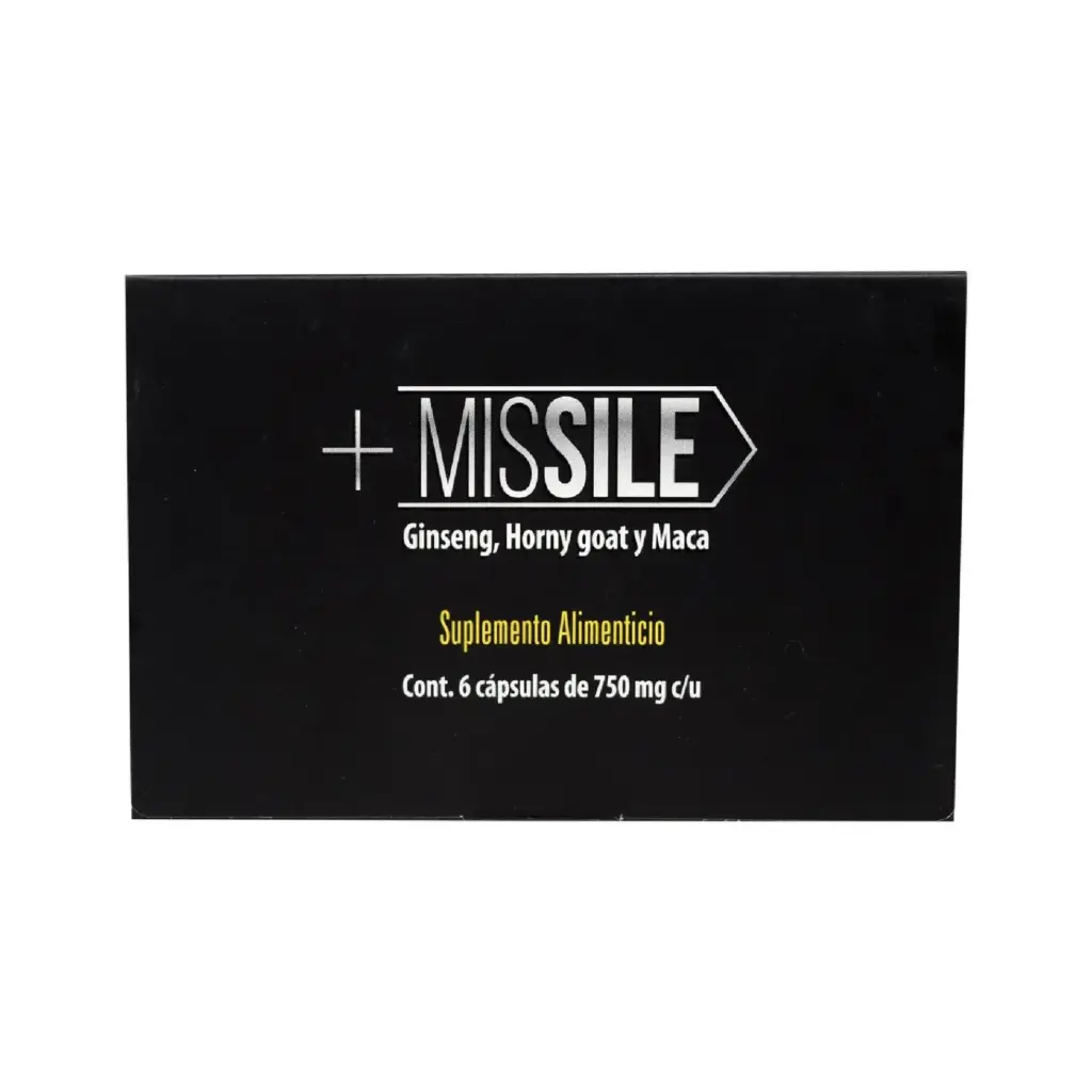 Natural Health +Missile Ginseng, Horny Goat Y Maca 750mg, 6 Cápsulas