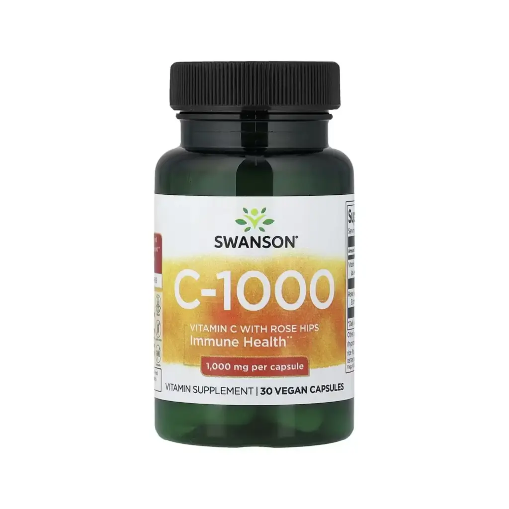 [087614112510] Swanson C-1000 Con Rosa Mosqueta, Salud Inmunitaria 30 Cápsulas Veganas 
