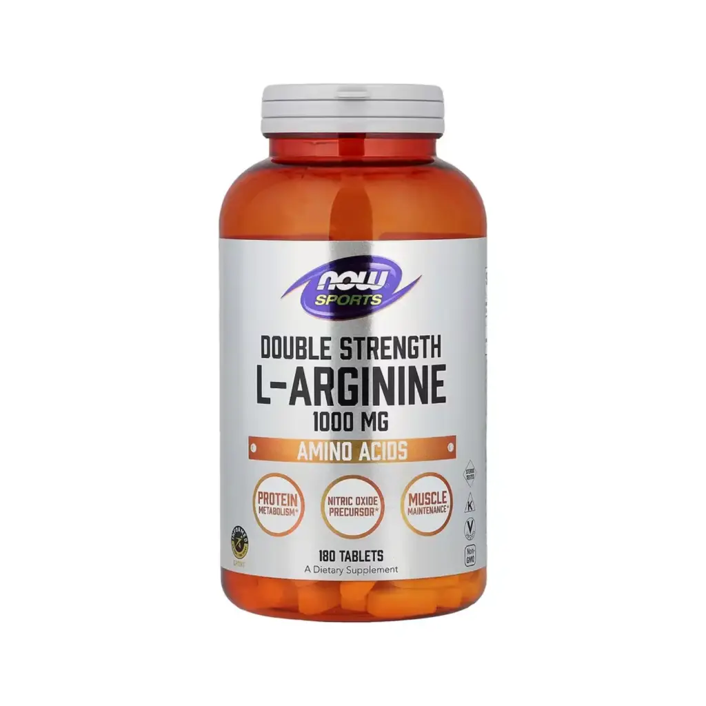 Now Foods Sports L-Arginina 1.000 Mg, Doble Concentración, Precursor Del Óxido Nítrico 180 Tabletas
