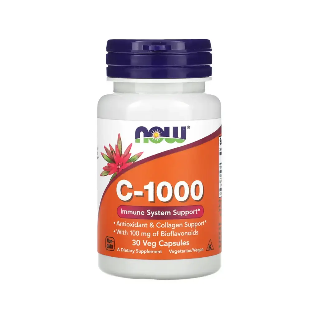 Now Foods C-1000 Con 100 Mg De Bioflavonoides, Apoyo Al Sistema Inmunológico 30 Cápsulas Vegetales