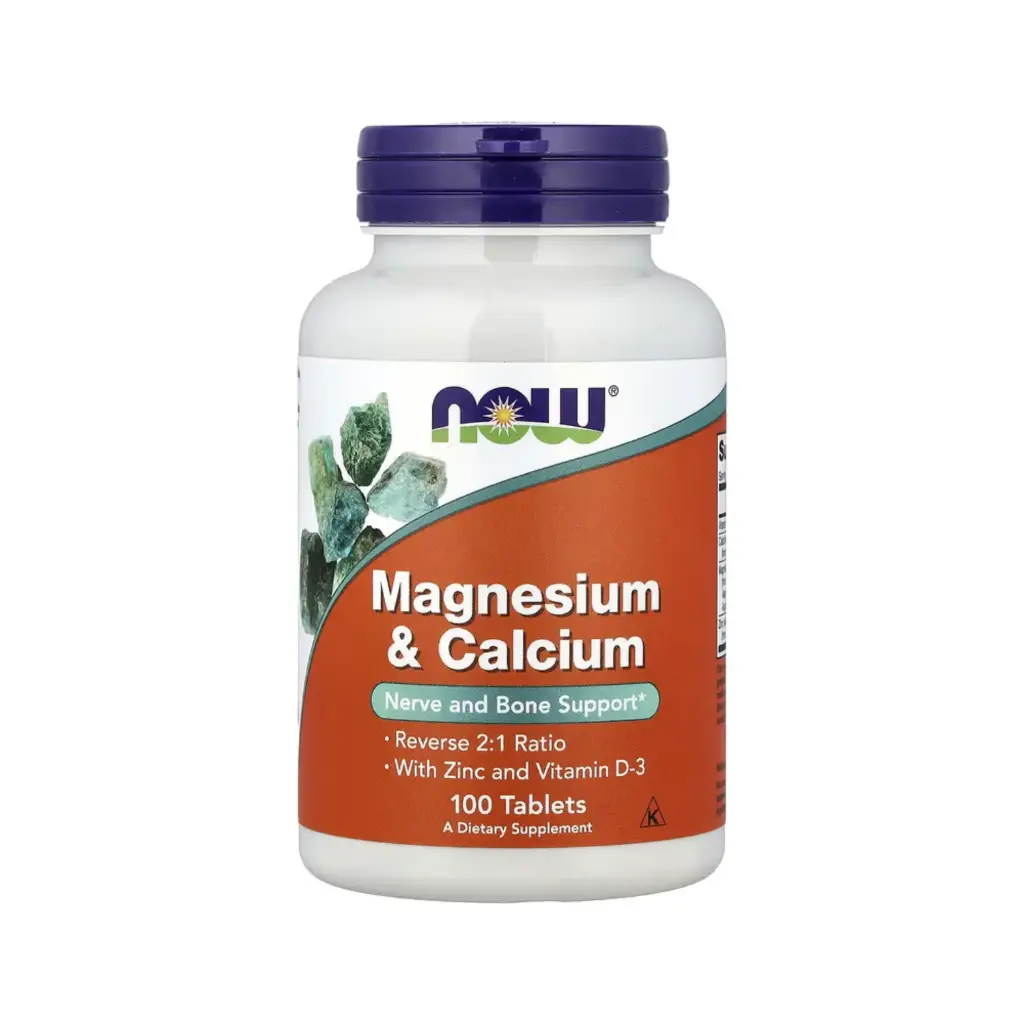 Now Foods Magnesio Y Calcio Con Zinc Y Vitamina D-3, Soporte Para Nervios Y Huesos 100 Tabletas 