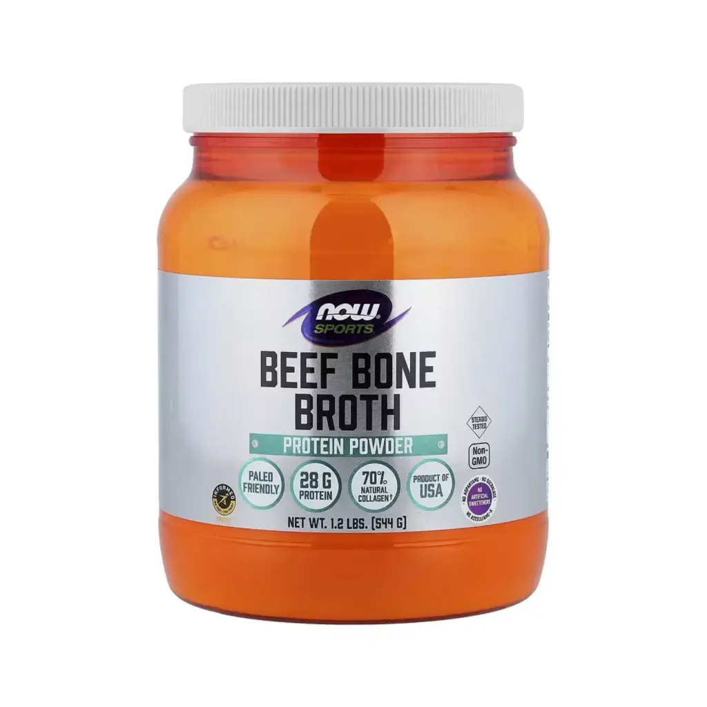 Now Foods Deportes Proteína En Polvo De Caldo De Hueso De Res, 544 G