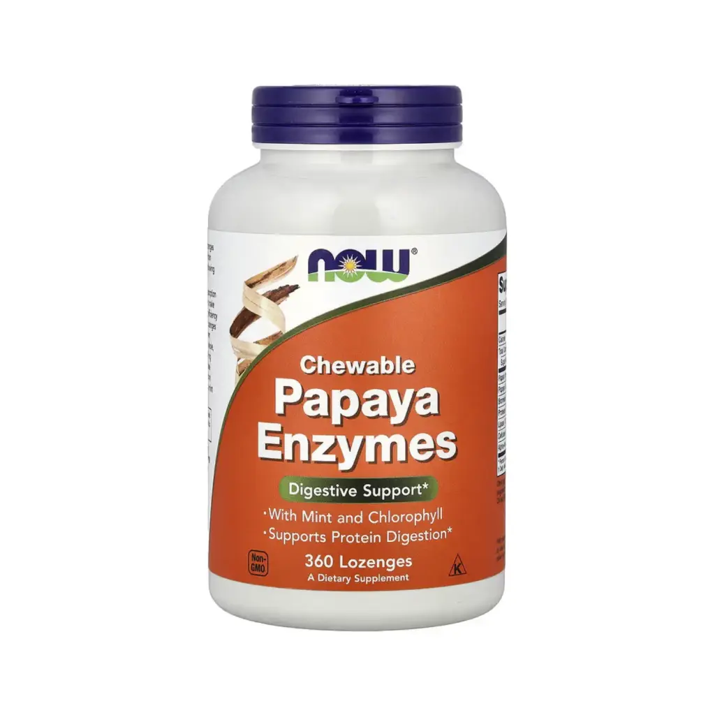 [733739029720] Now Foods Enzimas De Papaya Con Menta Y Clorofila, Favorece La Digestión De Proteínas, 360 Pastillas Masticables