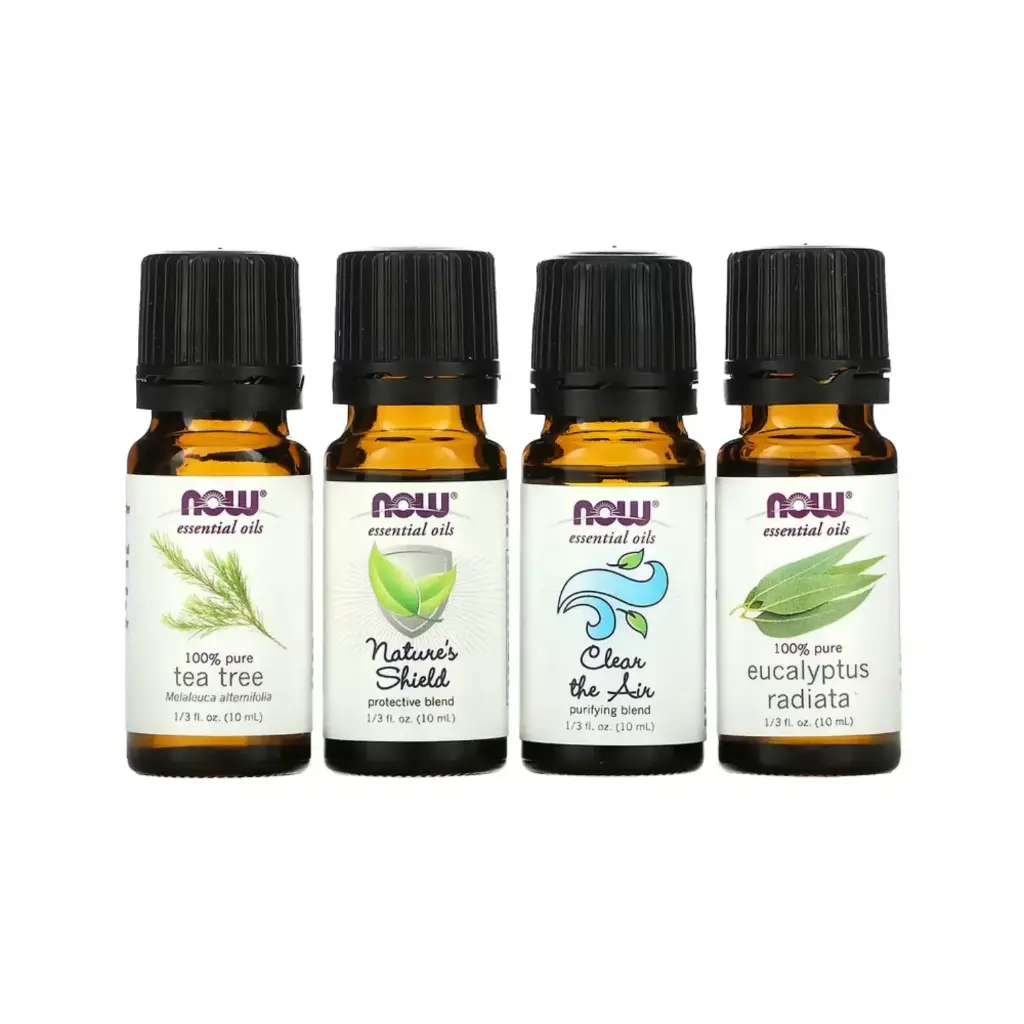 Now Foods Solutions Cambios Estacionales Kit De Aceites Esenciales Equilibrantes Para Aromaterapia 4 Frascos, 1/3 Oz. Líq. (10 Ml) Cada Uno