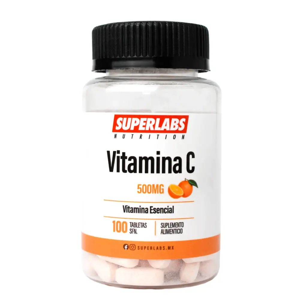Superlabs Nutrition Vitamina C 500 mg - 100 Tabletas | Antioxidante natural | Vitamina esencial | Fórmula limpia sin aditivos | Suplemento alimenticio