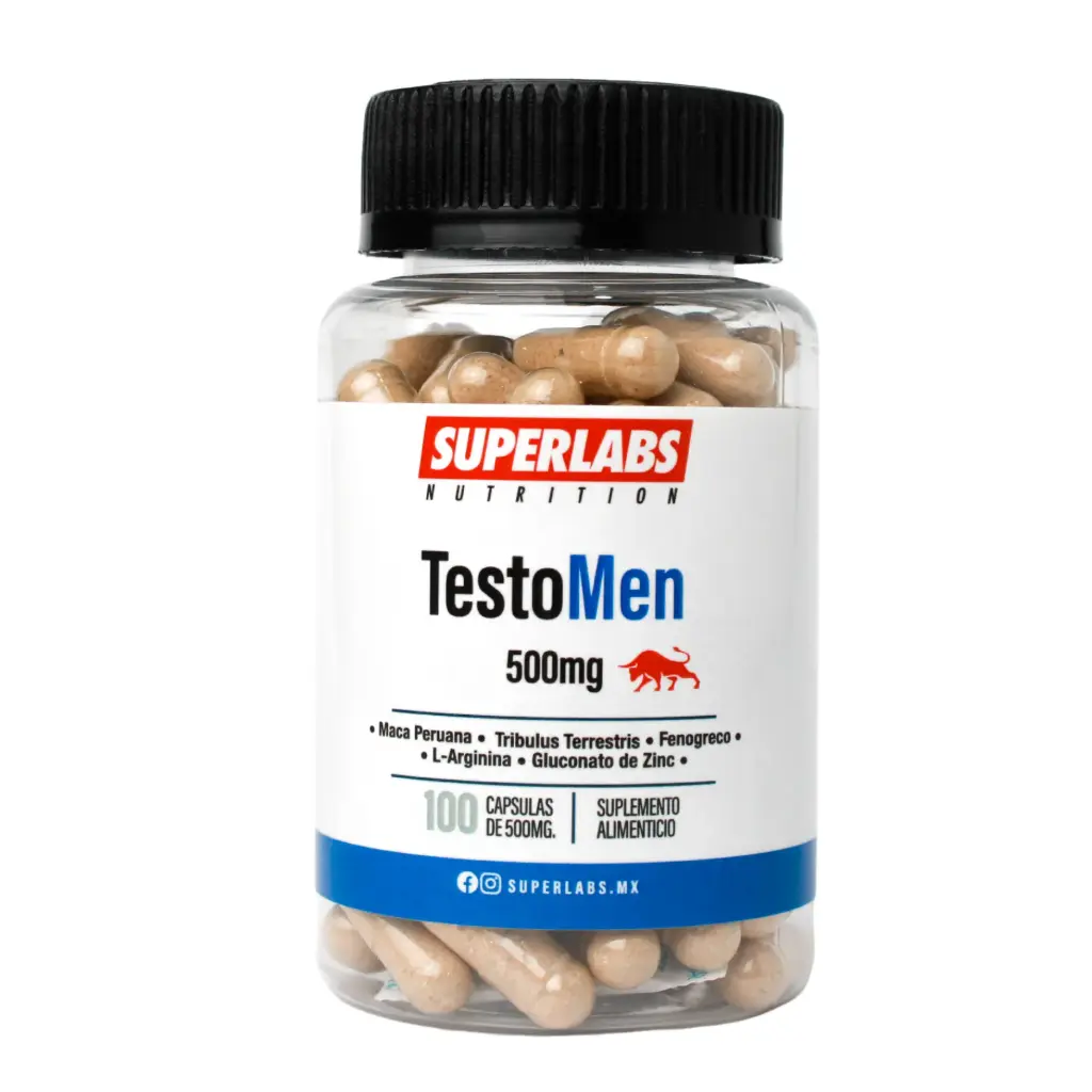 [7503045489692] Superlabs Nutrition TestoMen 350 mg - 100 caps | Tribulus Terrestris, Fenogreco, L-arginina, Zinc | Fórmula limpia sin aditivos| Suplemento alimenticio