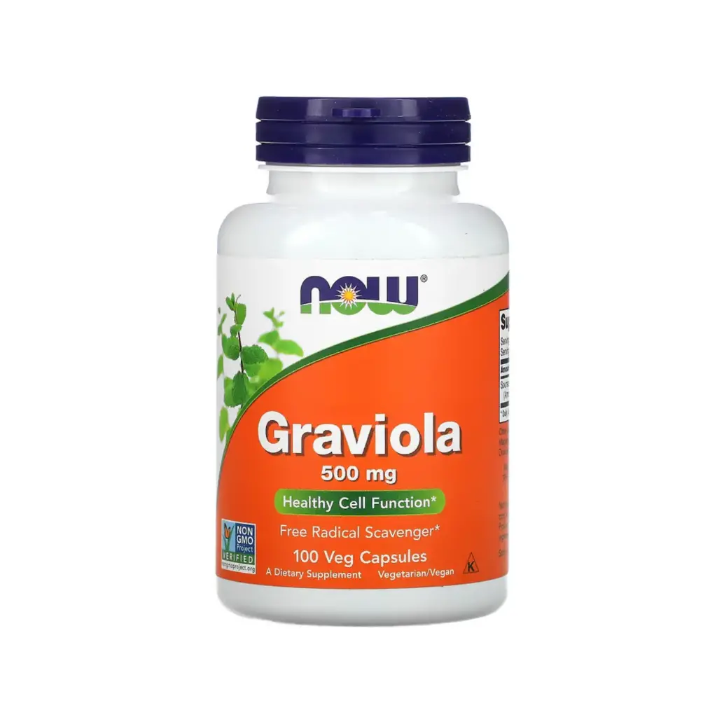 [733739047038] Now Foods Graviola 500 Mg, Función Celular Saludable Y Eliminador De Radicales Libres 100 Cápsulas Vegetales