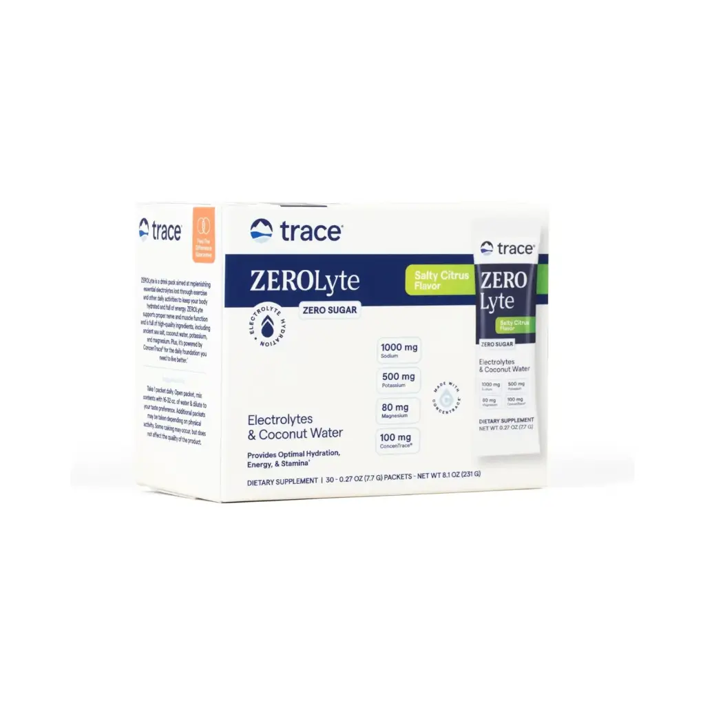 [878941007842] Trace Minerals Zerolyte Mezcla de Bebida en Polvo de Electrolitos Sin Azúcar Hidratación, Inmunidad y Energía Citrico Salado