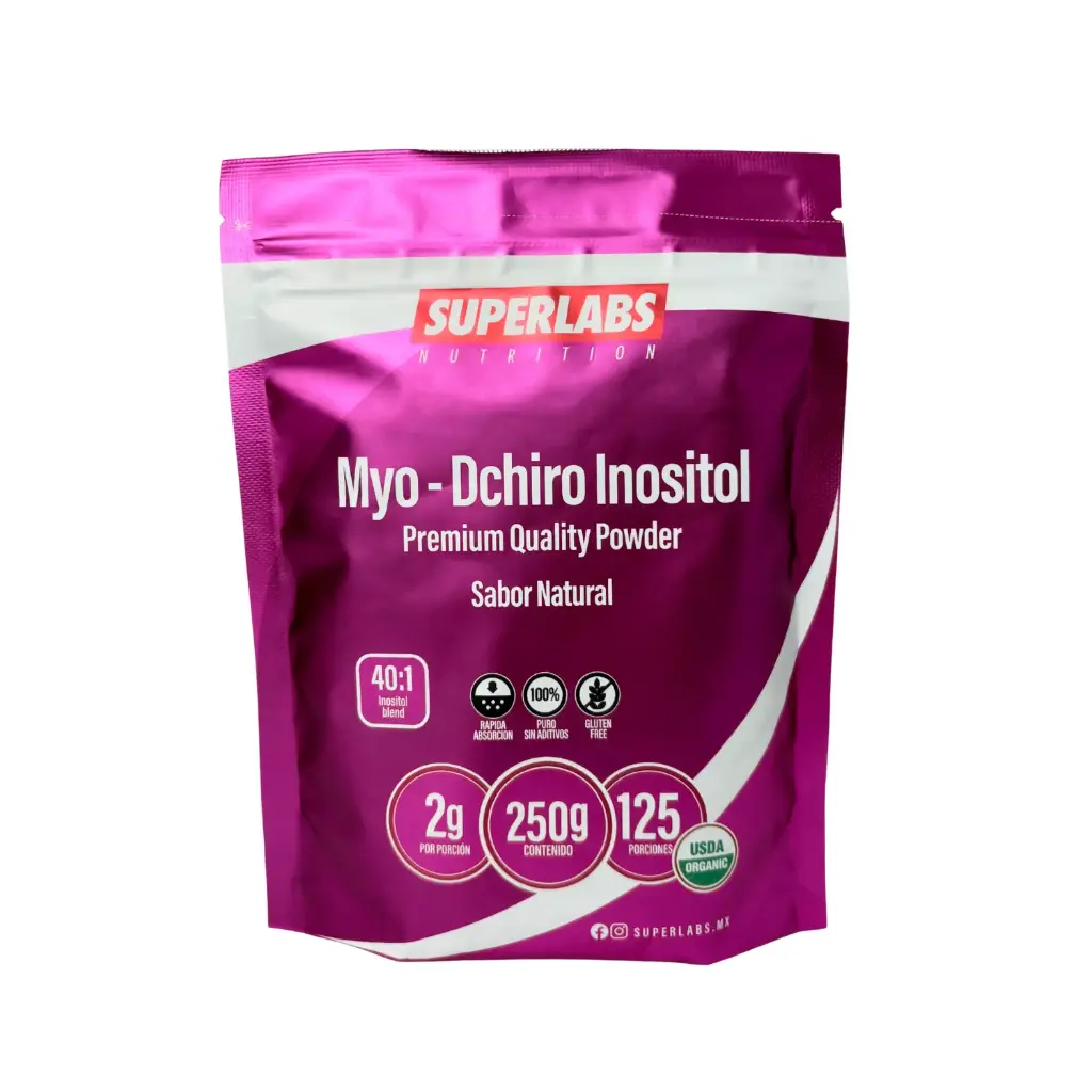 [7503056106007] Superlabs Nutrition Myo-Dchiro Inositol Premium 250 gr - 125 porciones | Equilibrio hormonal | Sin glutten, rápida absorción | Sin sabor