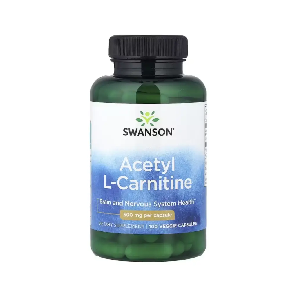 Swanson Acetil L-carnitina, Salud Del Cerebro Y El Sistema Nervioso 500 Mg, 100 Cápsulas Vegetales