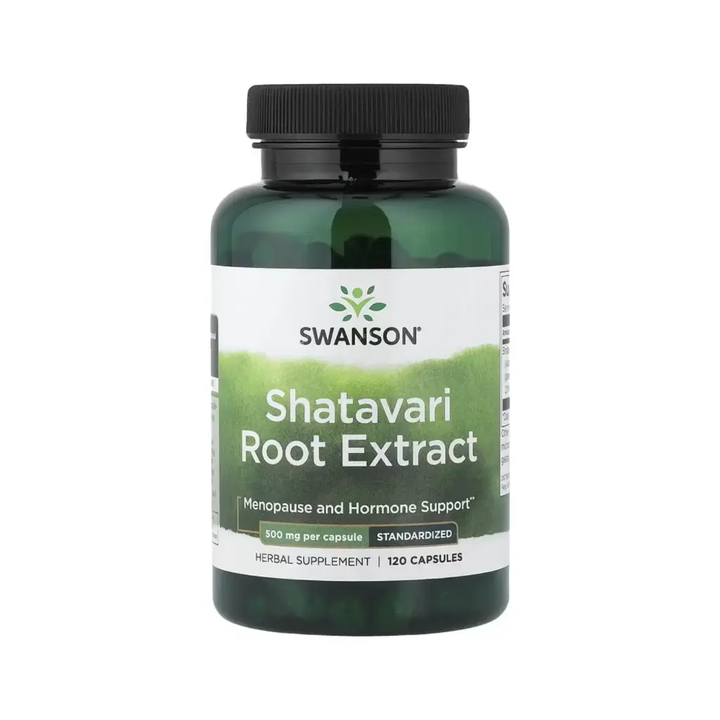 Swanson Extracto De Raíz De Shatavari, Estandarizado, Refuerzo Para La Menopausia Y Las Hormonas, 500 Mg, 120 Cápsulas 