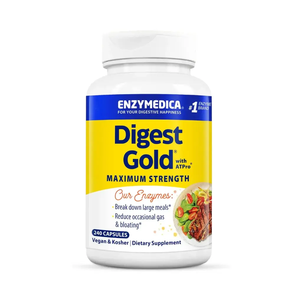 Enzymedica Digest Gold+ ATPro, Fórmula Enzimática de Máxima Fuerza 240 Cápsulas