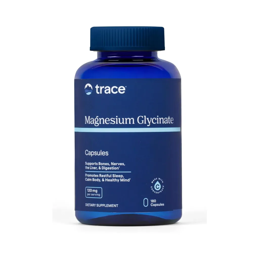 [878941008153] Trace Minerals Glicinato de magnesio, Suplemento suave de glicinato de magnesio para apoyar un sueño saludable y la relajación 120 mg 180 unidades