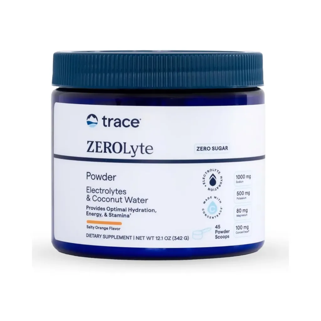 [878941009143] Trace Minerals zerolyte canister electrolitos en polvo 45 servicios sabor naranja salada