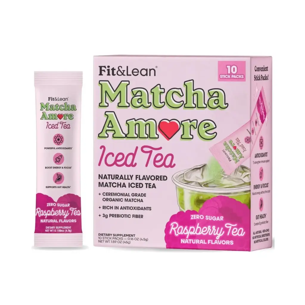 Fit & Lean Matcha Amore 10 Stick Pack Sabor Frambuesa 