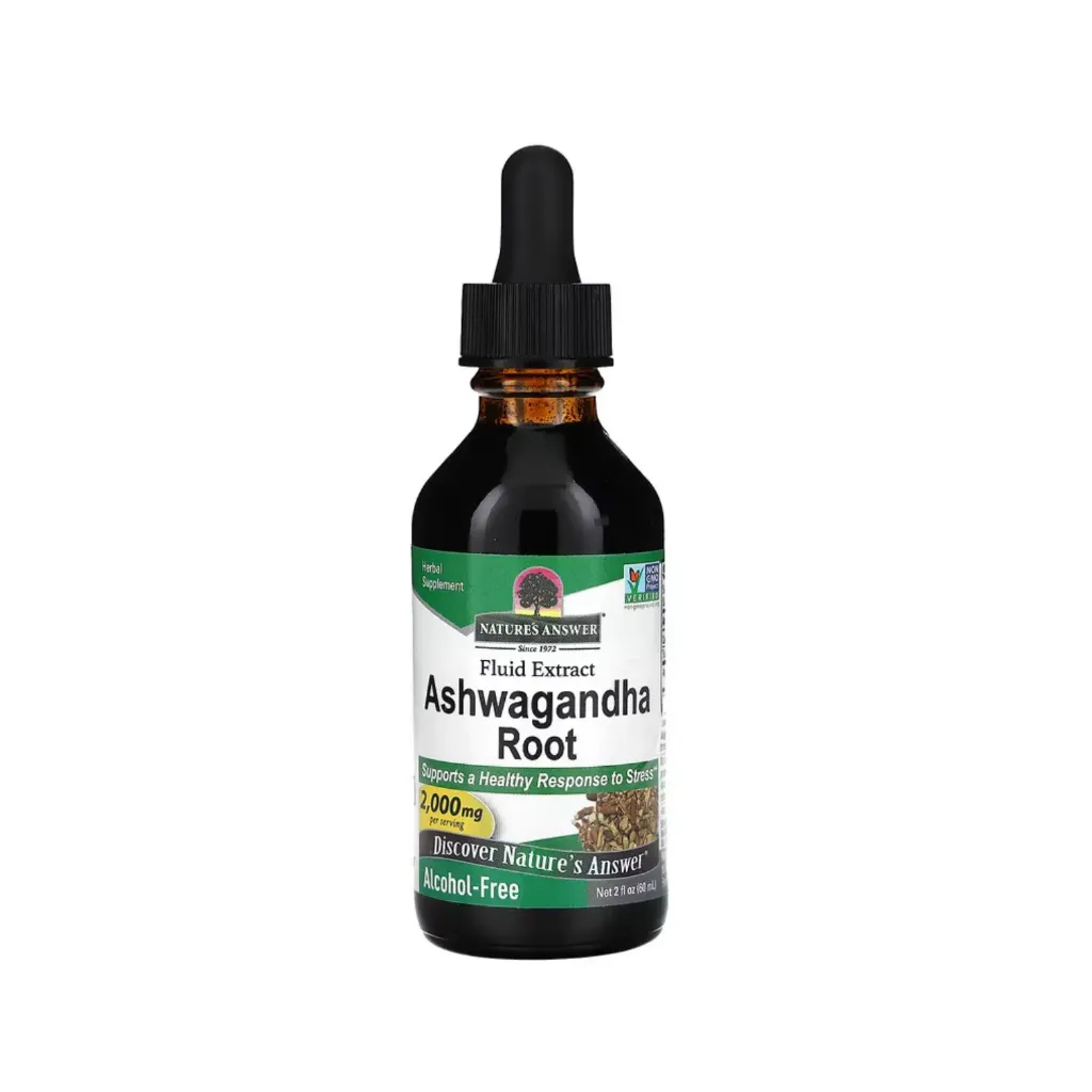 Nature's Answer, Raíz de ashwagandha, Extracto fluido, Sin alcohol, 2000 mg, 60 ml (2 oz. líq.)
