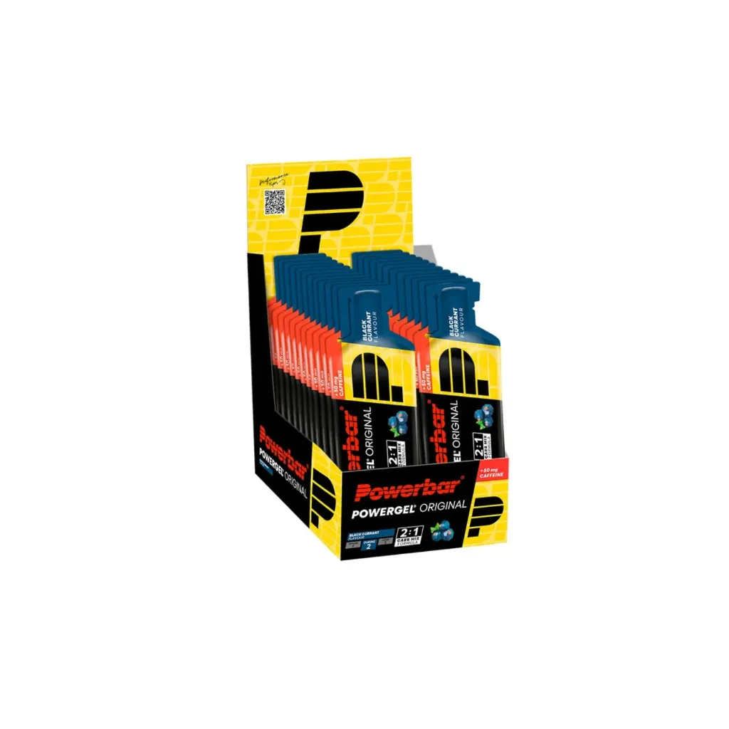 PowerBar PowerGel Original Black Currant Gel Energético Con Cafeína Energía Y Resistencia Deportiva 24 Sobres De 41 G