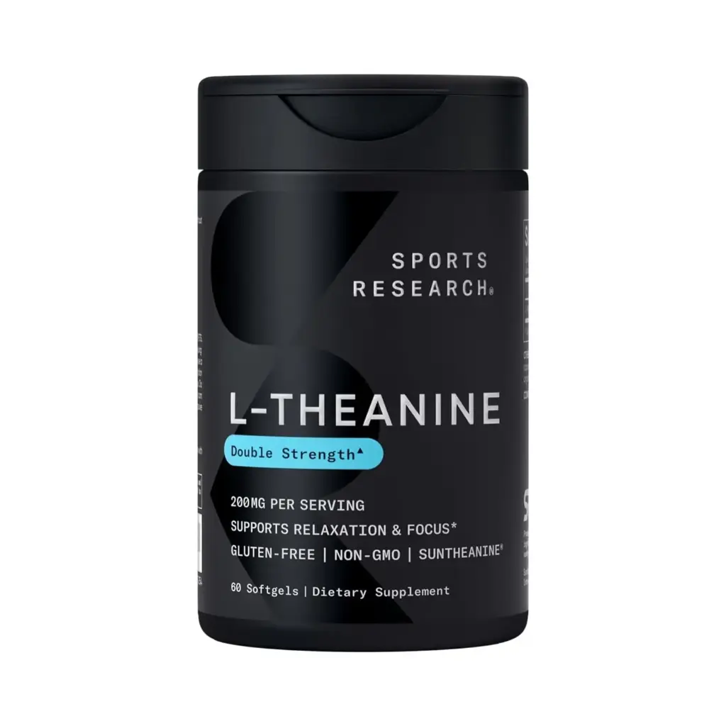 [023249010173] Sports Research Suntheanine® L-Teanina 200 mg, 60 Cápsulas Blandas, Relajación y Enfoque con Aceite de Coco Orgánico