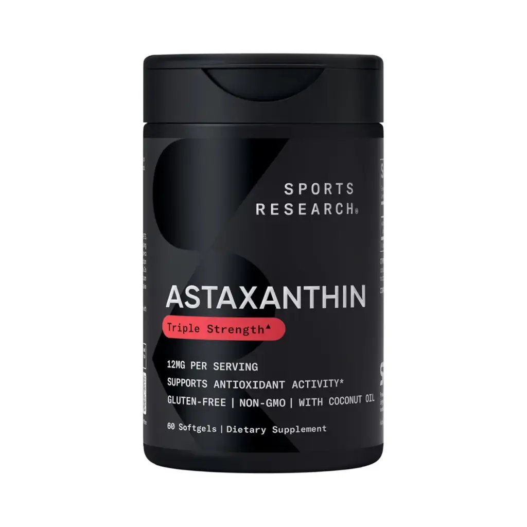 Sports Research Astaxantina 12 mg, 60 Cápsulas Blandas, Antioxidante con Aceite de Coco Orgánico