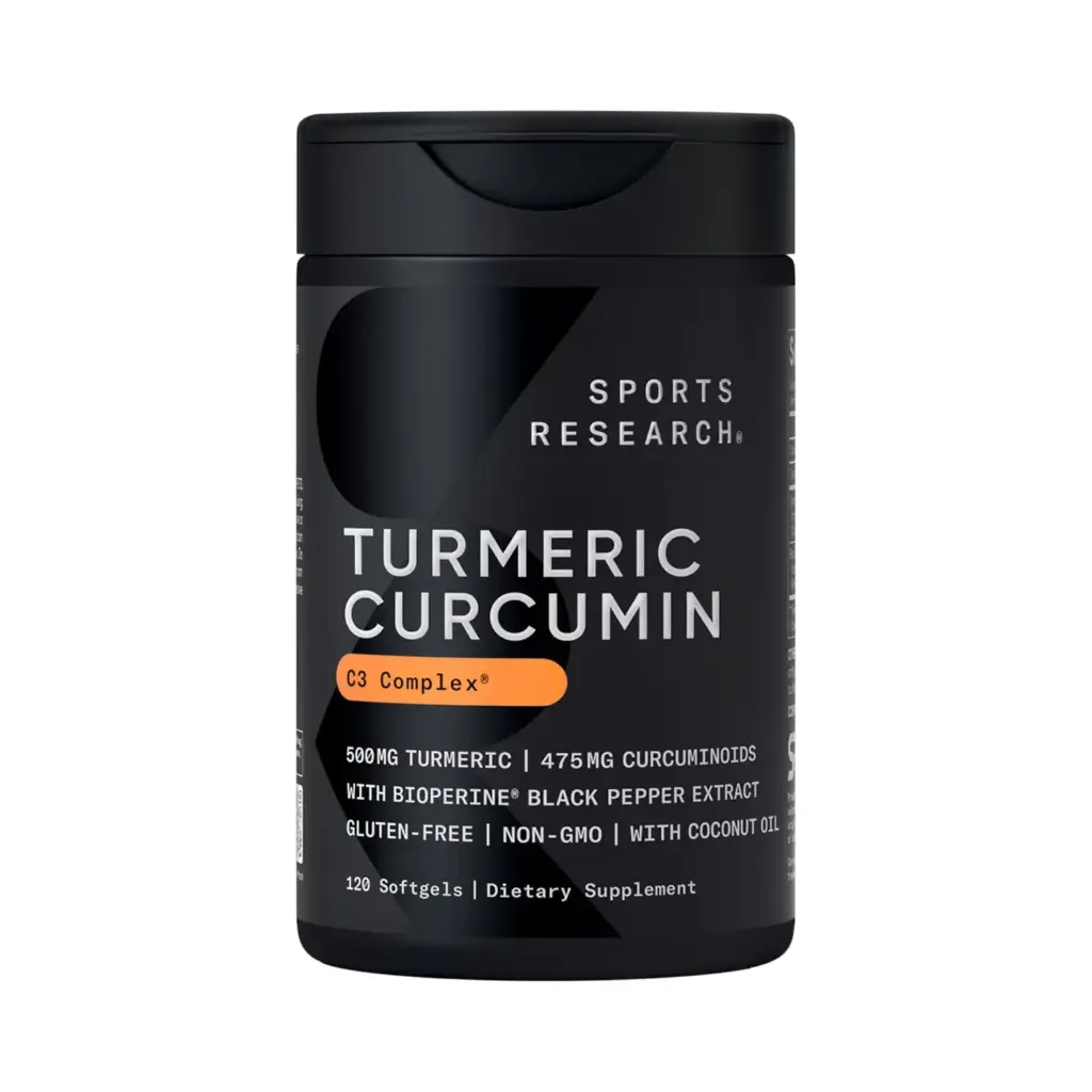 Sports Research Cúrcuma Curcumina C3 Complex® 500 mg, 120 Cápsulas Blandas, Antiinflamatorio y Salud Articular