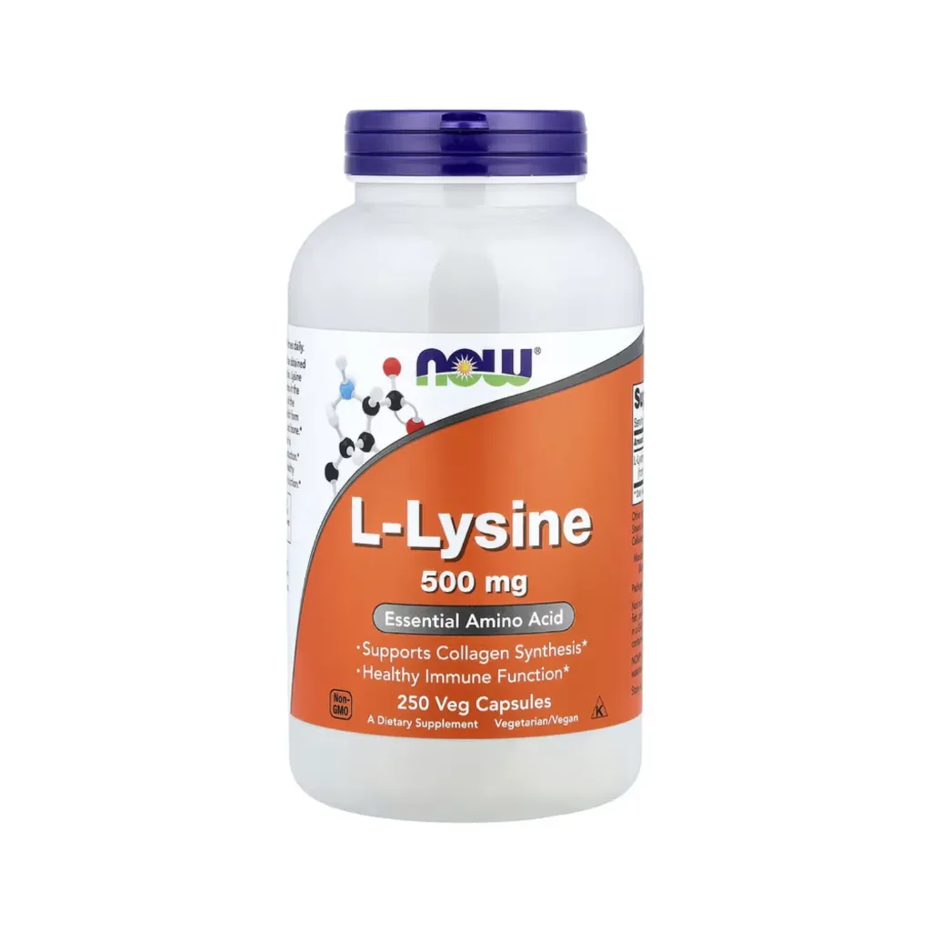 Now Foods L-Lisina 500 Mg, Aminoácido Esencial, Favorece La Síntesis Del Colágeno 250 Cápsulas Vegetales 