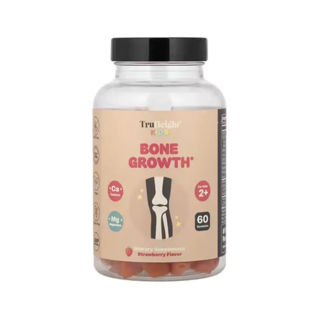 TruHeight Bone Growth Gomitas Para Favorecer el Crecimiento de los Huesos Para Niños de 2 Años en Adelante Sabor Fresa Con 60 gomitas