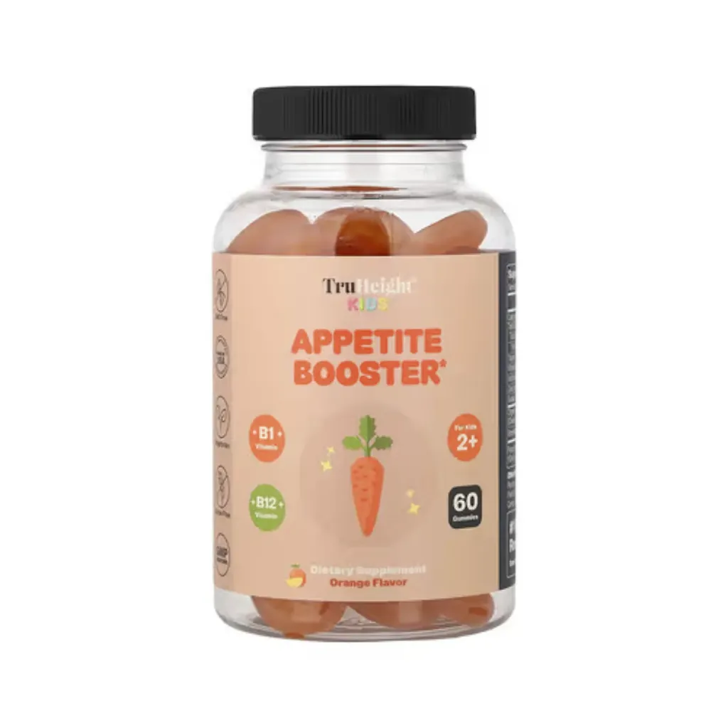 TruHeight Kids Gomitas Para Potenciar El Apetito, Para Niños De 2 Años En Adelante Sabor Naranja Con 60 Gomitas