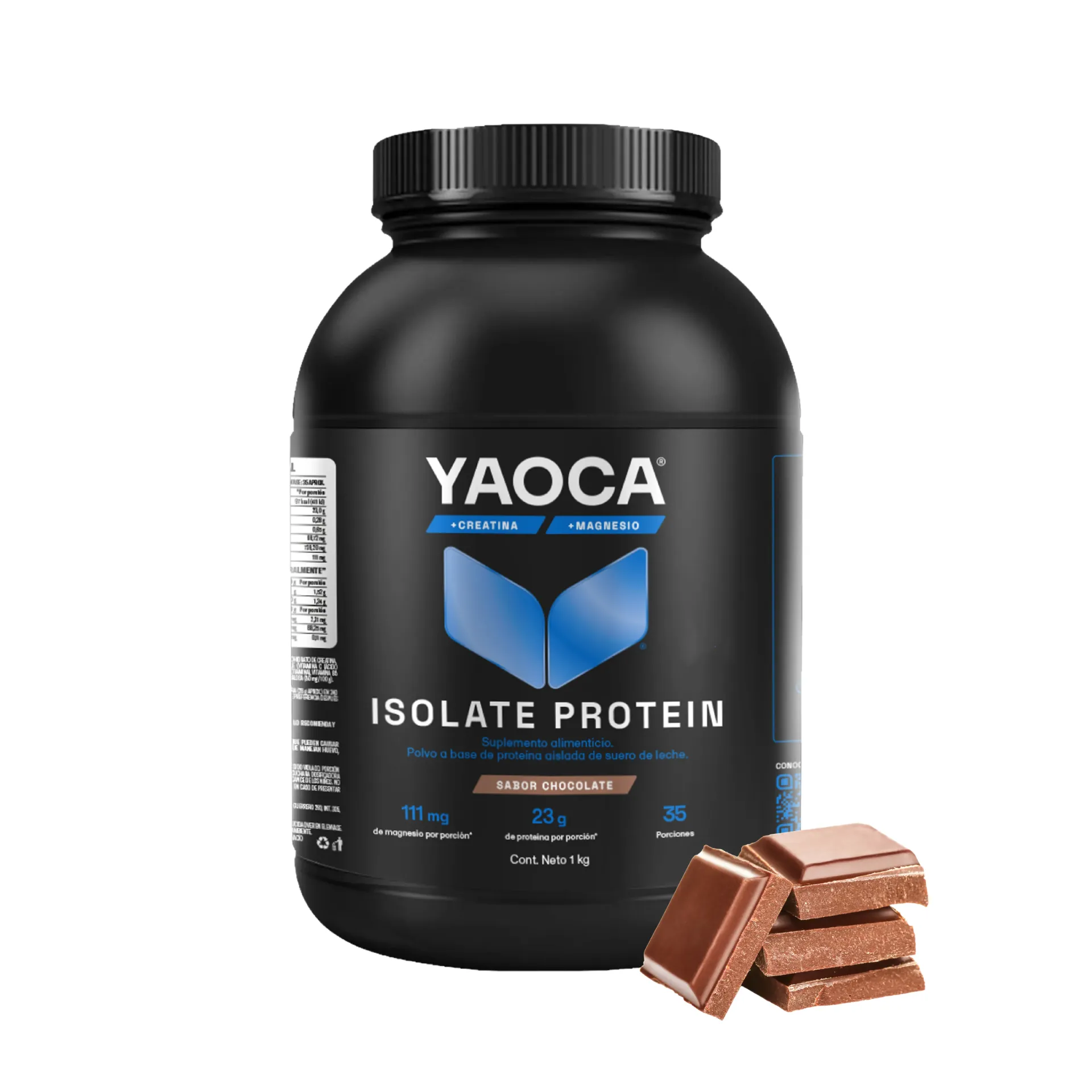 Proteína 100% Isolate I Yaoca I 1kg I 17 Servicios I Sabor Chocolate I Sin Azúcar