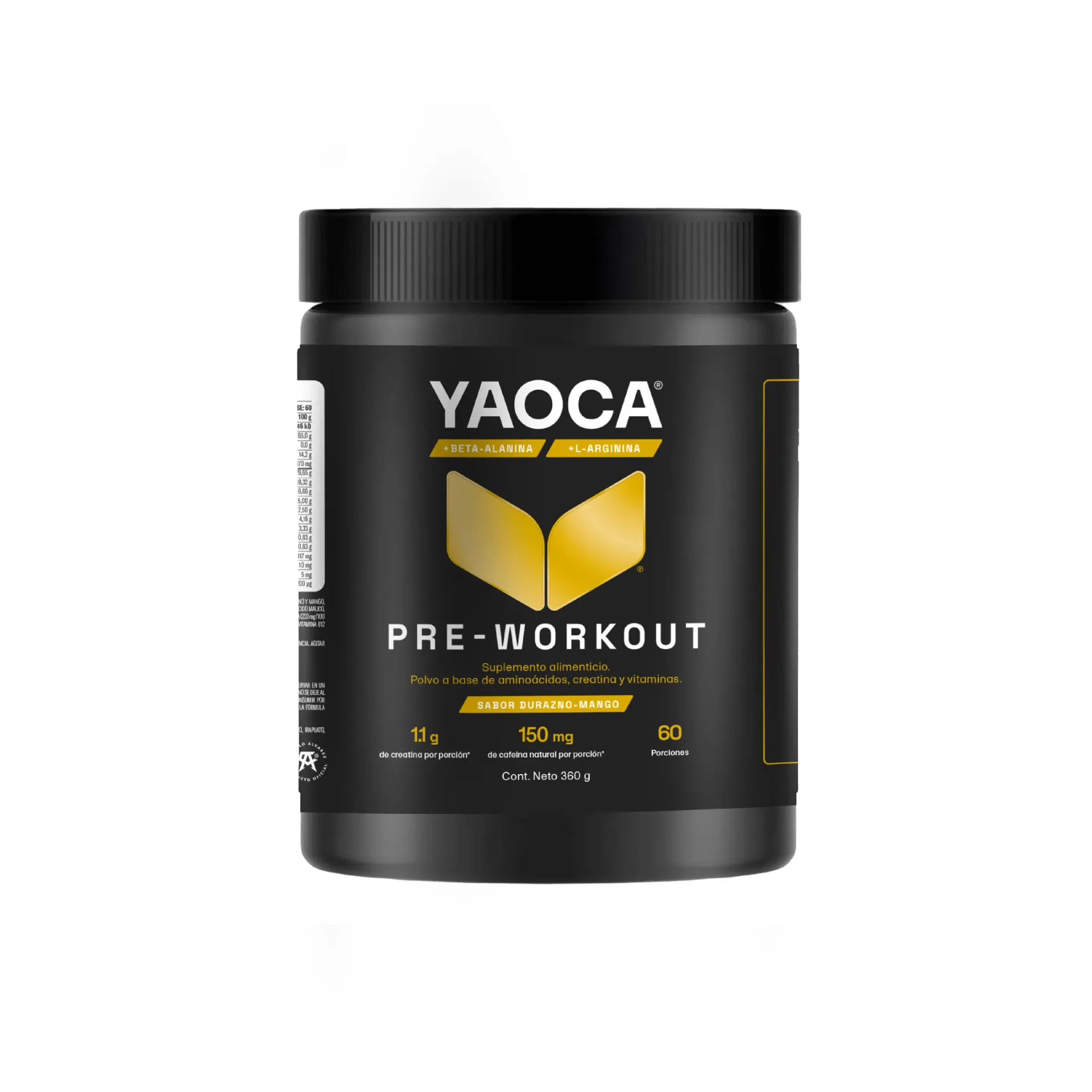 Pre Entreno I Yaoca I 360g I 60 Servicios I Sabor Mango-durazno I I Sin Azúcar