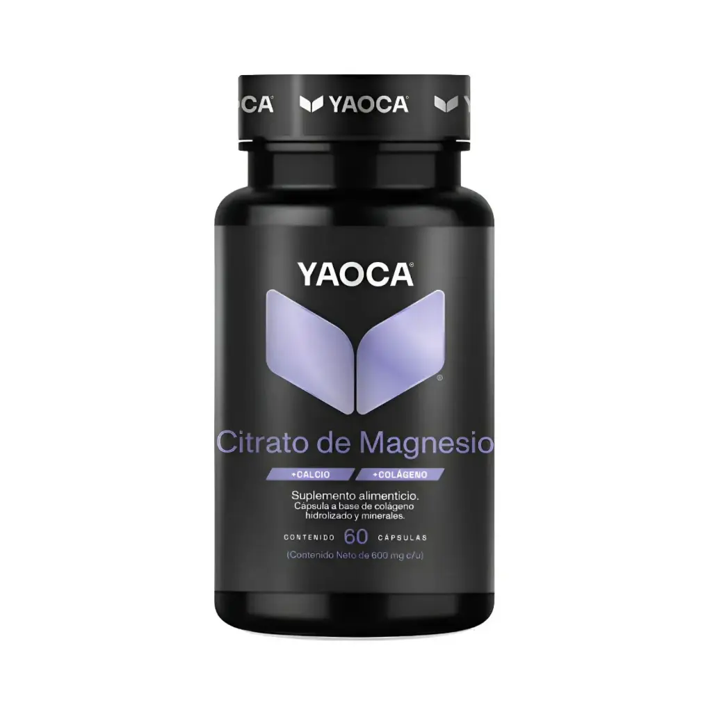 Yaoca Citrato De Magnesio Con Calcio Y Colageno 60 Cápsulas