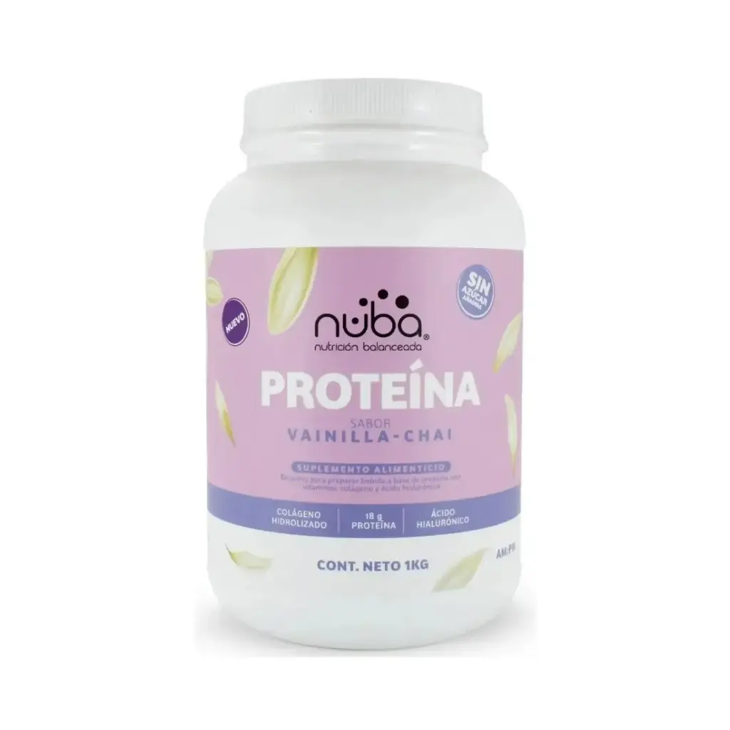 [7503028029655] Nuba Proteína De 1kg 36 Servicios Con Colágeno, Vitaminas Y Acido Hialurónico Sabor Vainilla-Chai