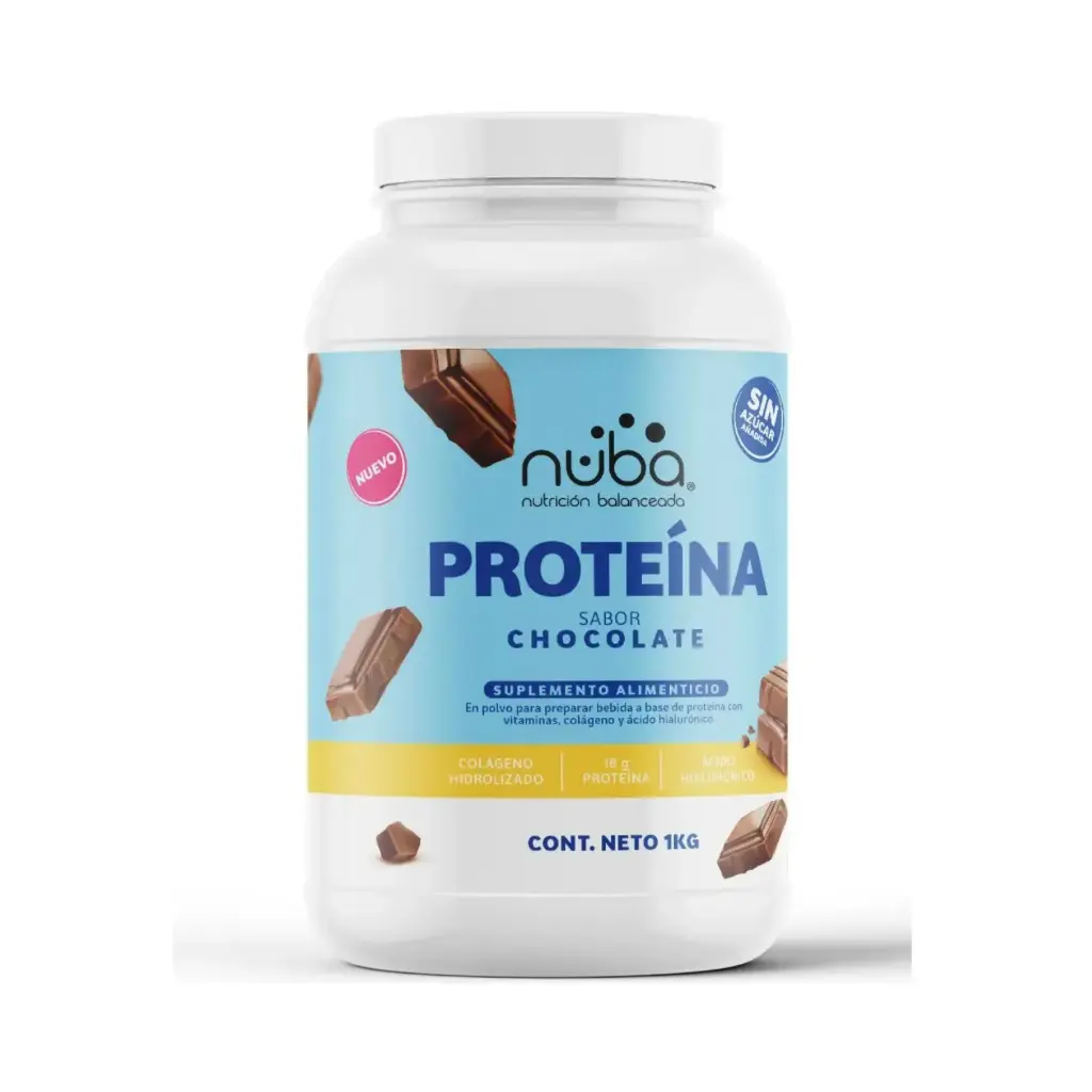 Nuba Proteína De 1kg 36 Servicios Con Colágeno, Vitaminas Y Acido Hialurónico Sabor Chocolate