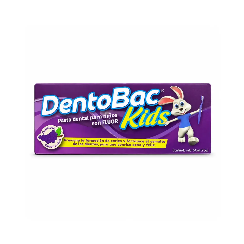 Dentobac Kids Pasta Dental Para Niños Con Flúor Uva 60ml