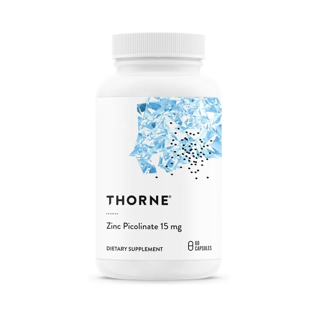 Thorne Zinc Picolinate 15 mg Zinc de Alta Absorción para Sistema Inmunológico y Salud de la Piel 60 Cápsulas