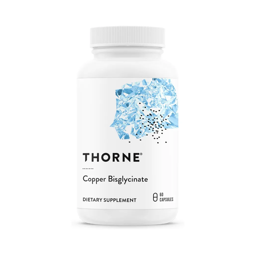[693749003410] Thorne Copper Bisglycinate De Alta Absorción Para la Salud Inmunológica Y Metabolismo Del Hierro 2 Mg 60 Cápsulas