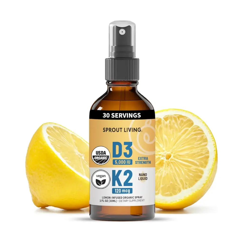 [850057152043] Sprout Living Organic Vitamin D3 + K2 30ml, Soporte Óseo Avanzado y Salud Cardiovascular