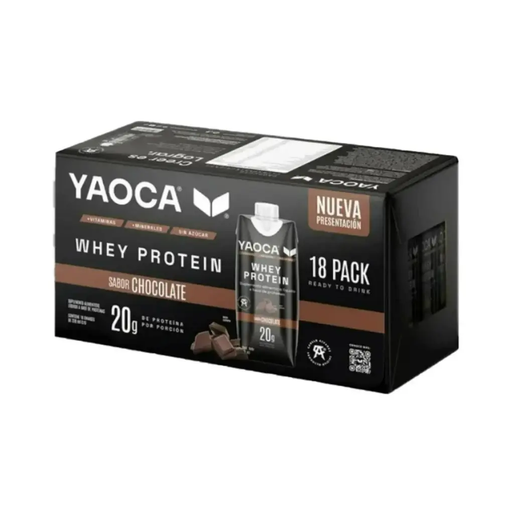 [7503045518446] Yaoca Proteína Whey Bebible 18pack De 330ml c/u Sabor Chocolate