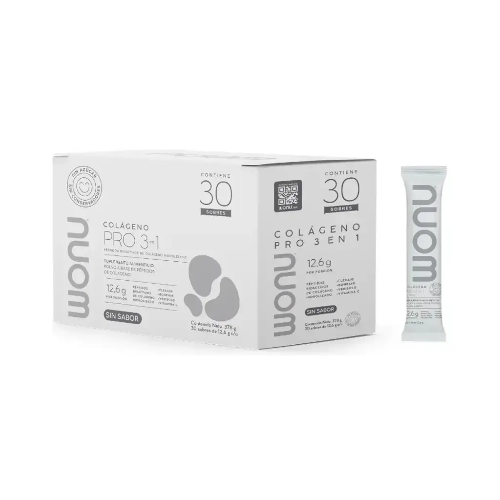 Wonu Colágeno PRO 3en1 30 Sobres De 12.6g c/u