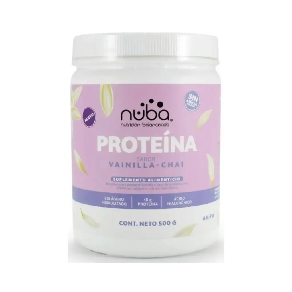 [7503028029129] Nuba Proteína De 500g 18 Servicios Con Colágeno, Vitaminas Y Acido Hialurónico Sabor Vainilla-Chai