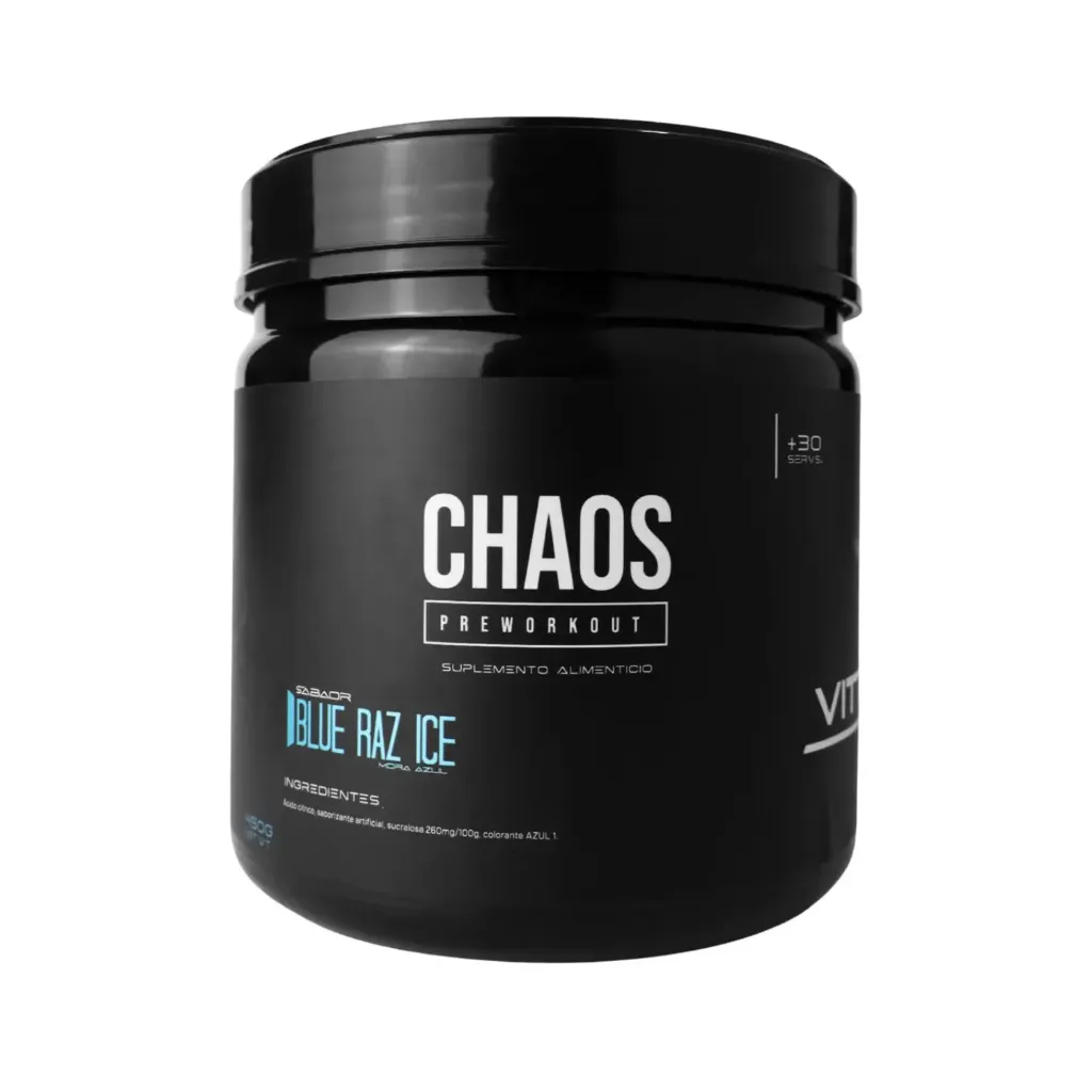 Vitfit Chaos Pre-entreno 450 grs Sabor Blue Raz Ice/Mora Azul