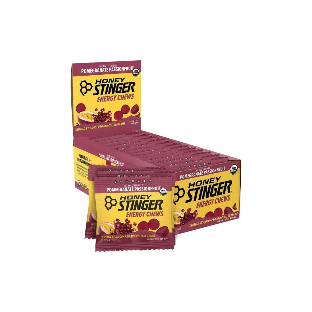 Honey Stinger, Gomitas masticables energéticas,  Pomegranate Passionfruit, 12 sobres, 50 g (1,8 oz) cada uno 