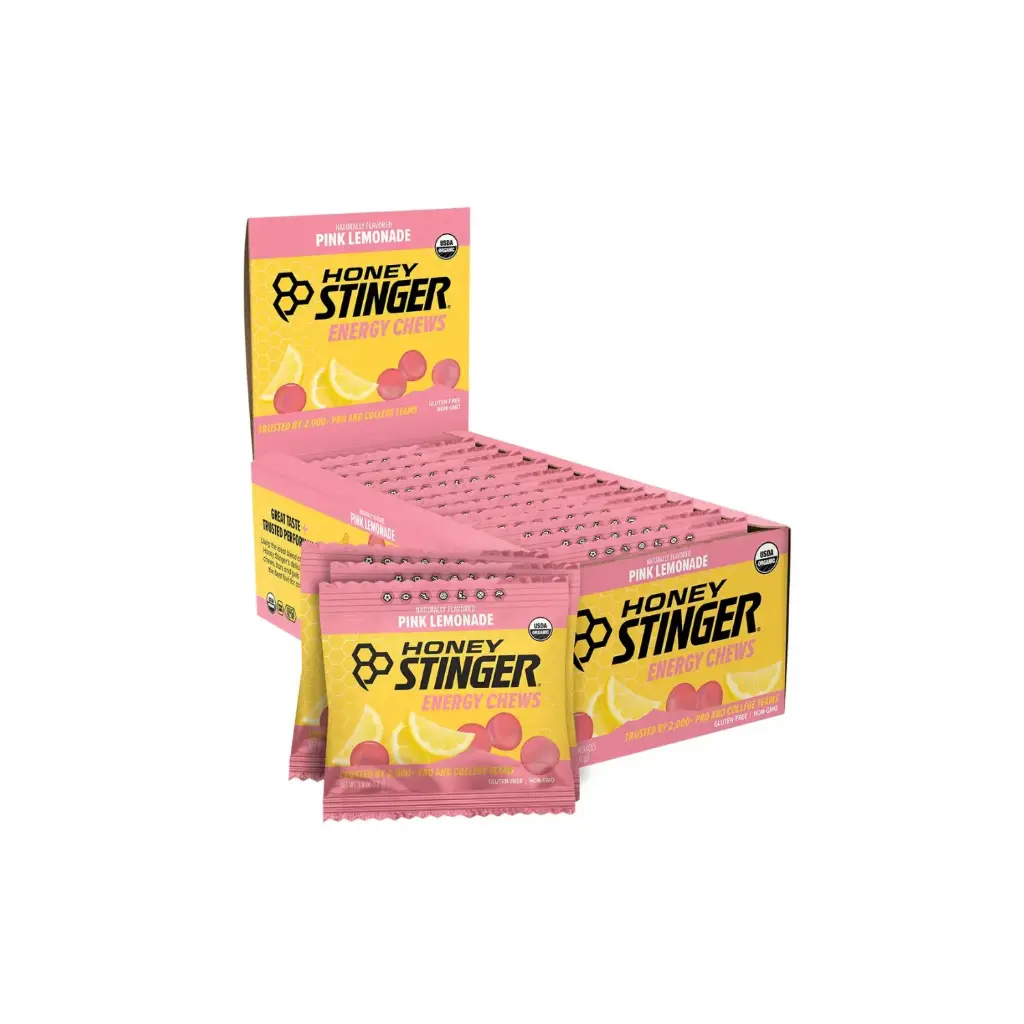 [810815020953] Honey Stinger, Gomitas masticables energéticas, Pink Limonade, 12 sobres, 50 g (1,8 oz) cada uno