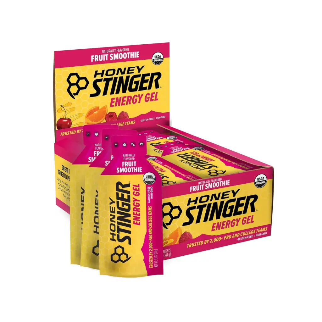 Honey Stinger, Gel de energía de Fruit Smoothie, 24 sobres, 31 g (1,1 oz) cada uno cafeína y sin gluten con miel orgánica