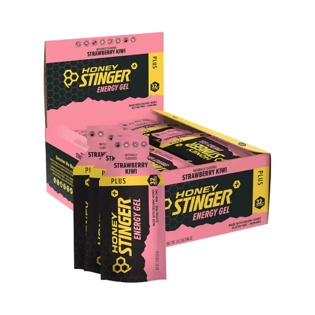 [810815020168.] Honey Stinger, Gel de energía de fresa y kiwi orgánico, 24 sobres, 31 g (1,1 oz) cada uno cafeína y sin gluten con miel orgánica