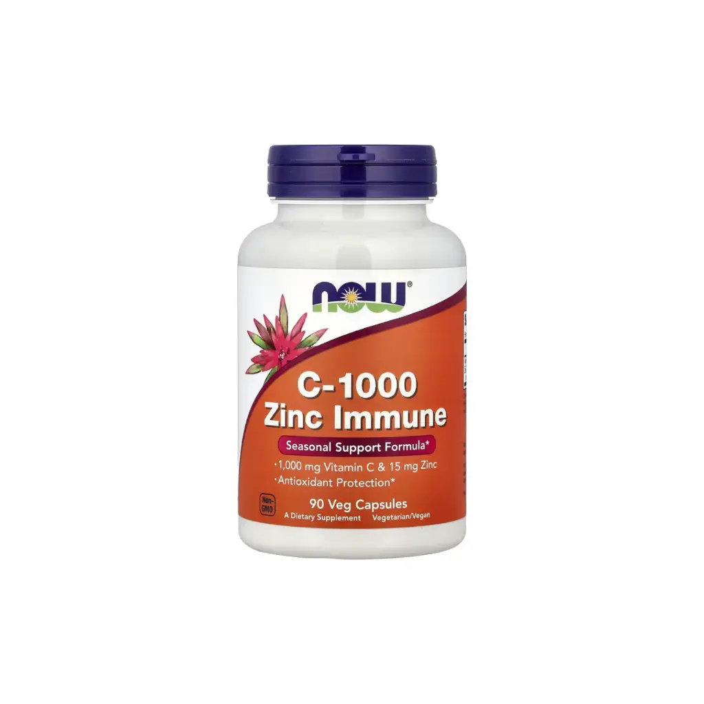 Now Foods Suplemento Inmunitario De Vitamina C-1000 Y Zinc, 1000 Mg De Vitamina C Y 15 Mg De Zinc, 90 Cápsulas Vegetales