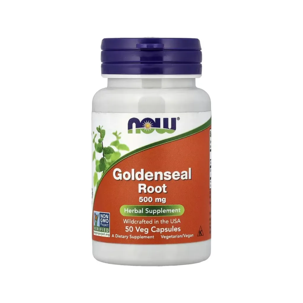 Now Foods Raíz De Sello De Oro 500 Mg, Suplemento Herbal 50 Cápsulas Vegetales 