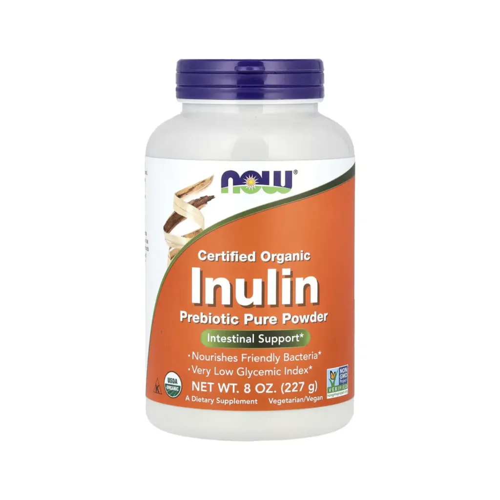 Now Foods Inulina Orgánica Certificada Suplemento Prebiótico Puro En Polvo 227 G (8 Oz) Refuerzo Intestinal 