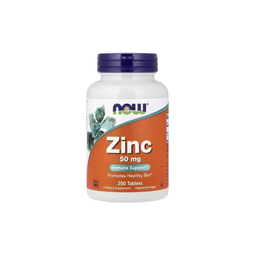 Now Foods Zinc 50 Mg, Refuerzo Inmunitario, Promueve La Salud De La Piel 250 Tabletas 
