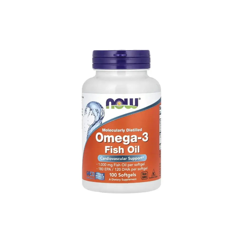 Now Foods Aceite De Pescado Con Omega-3 1000 Mg, 180 Epa/120 Dha, Refuerzo Para La Salud Cardiovascular 100 Cápsulas Blandas 