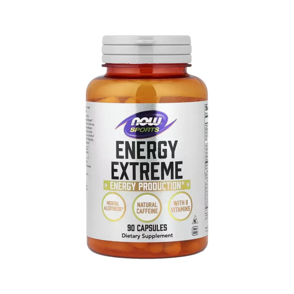 Now Foods Sports Energía Extrema, Producción De Energía, Cafeína Natural 90 Cápsulas Vegetales 